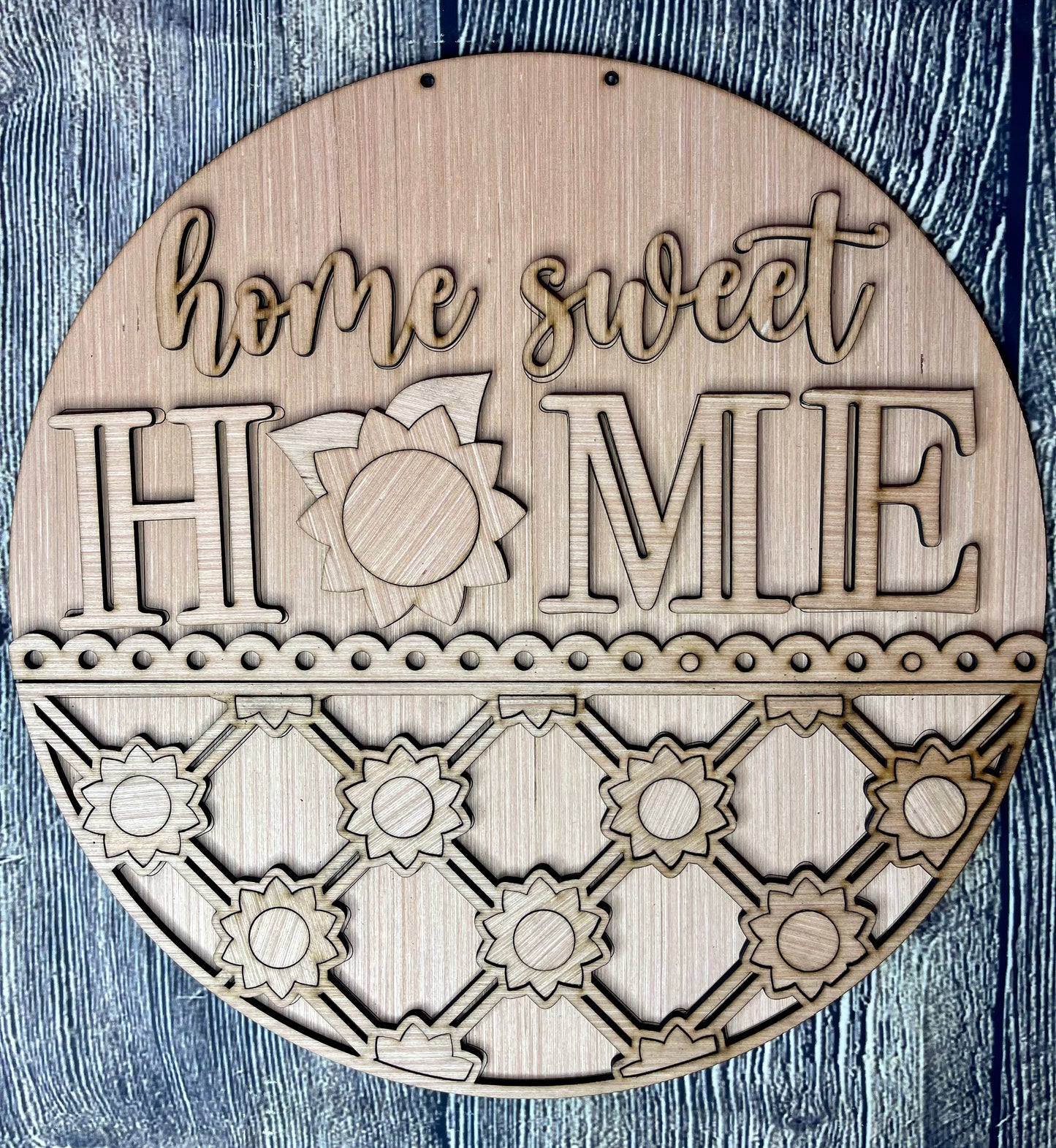 Home Sweet Home Sunflower Wood Door Hanger Blank