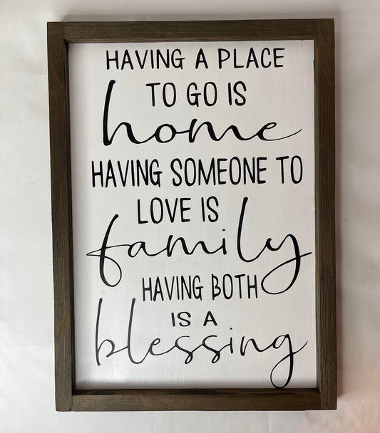 Family Blessings Sign - Framed Wood Sign