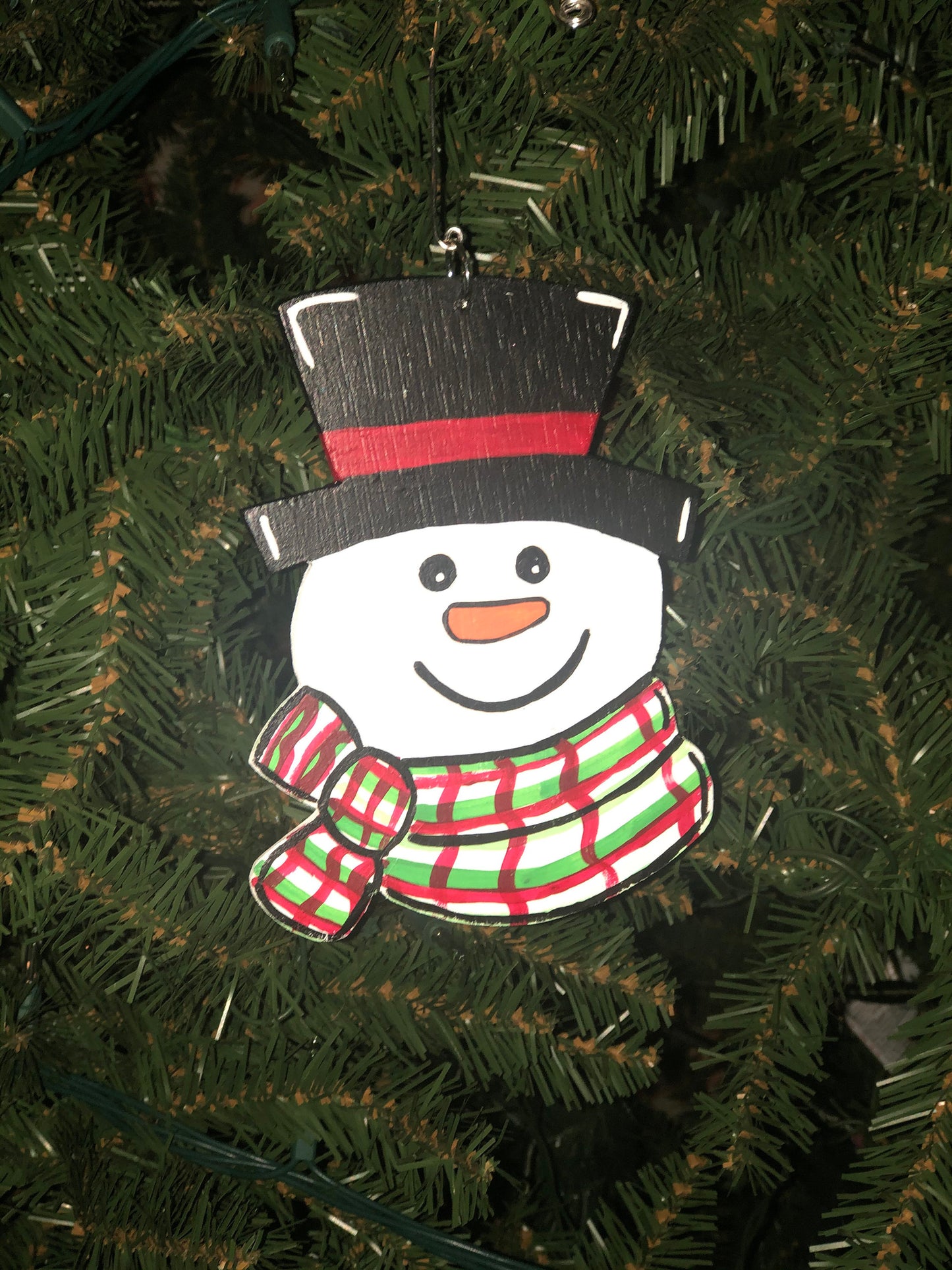 Snowman Wood Christmas Ornament