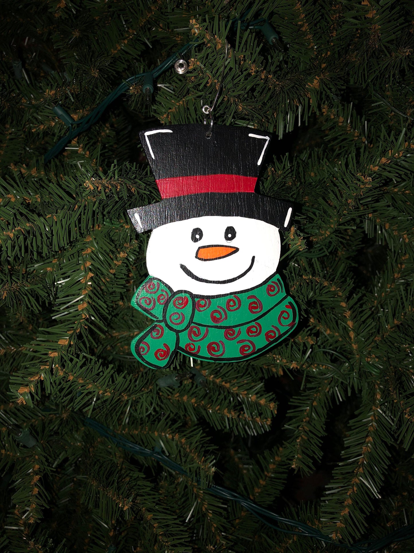 Snowman Wood Christmas Ornament