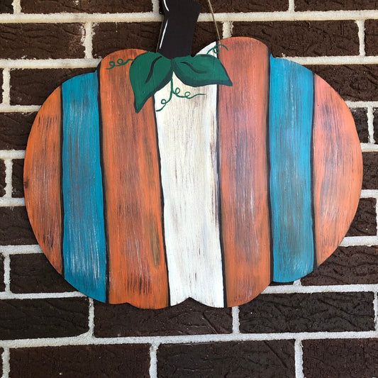 Faux Pallet Look Pumpkin Door Hanger