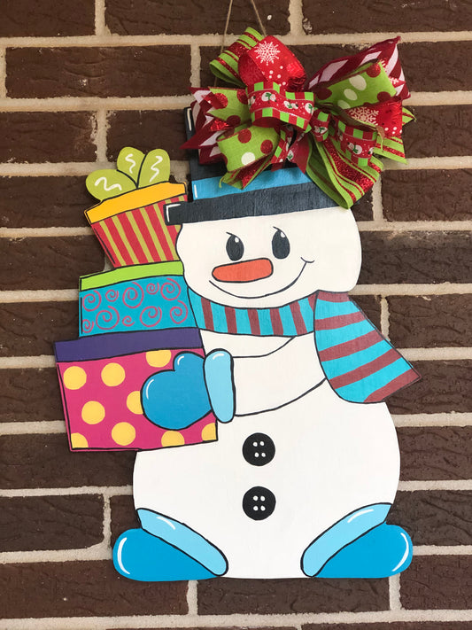Snowman With Gifts Door Hanger