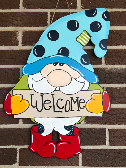 Gnome Welcome Wood  Door Hanger