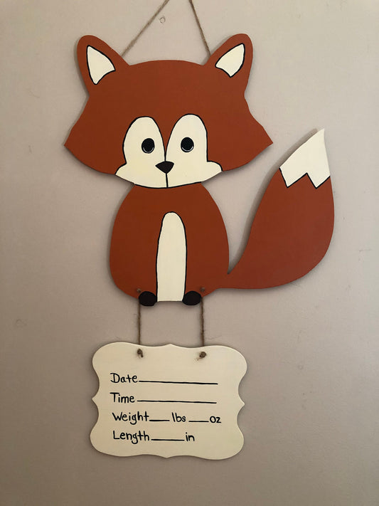 Fox Birth Announcement Door Hanger