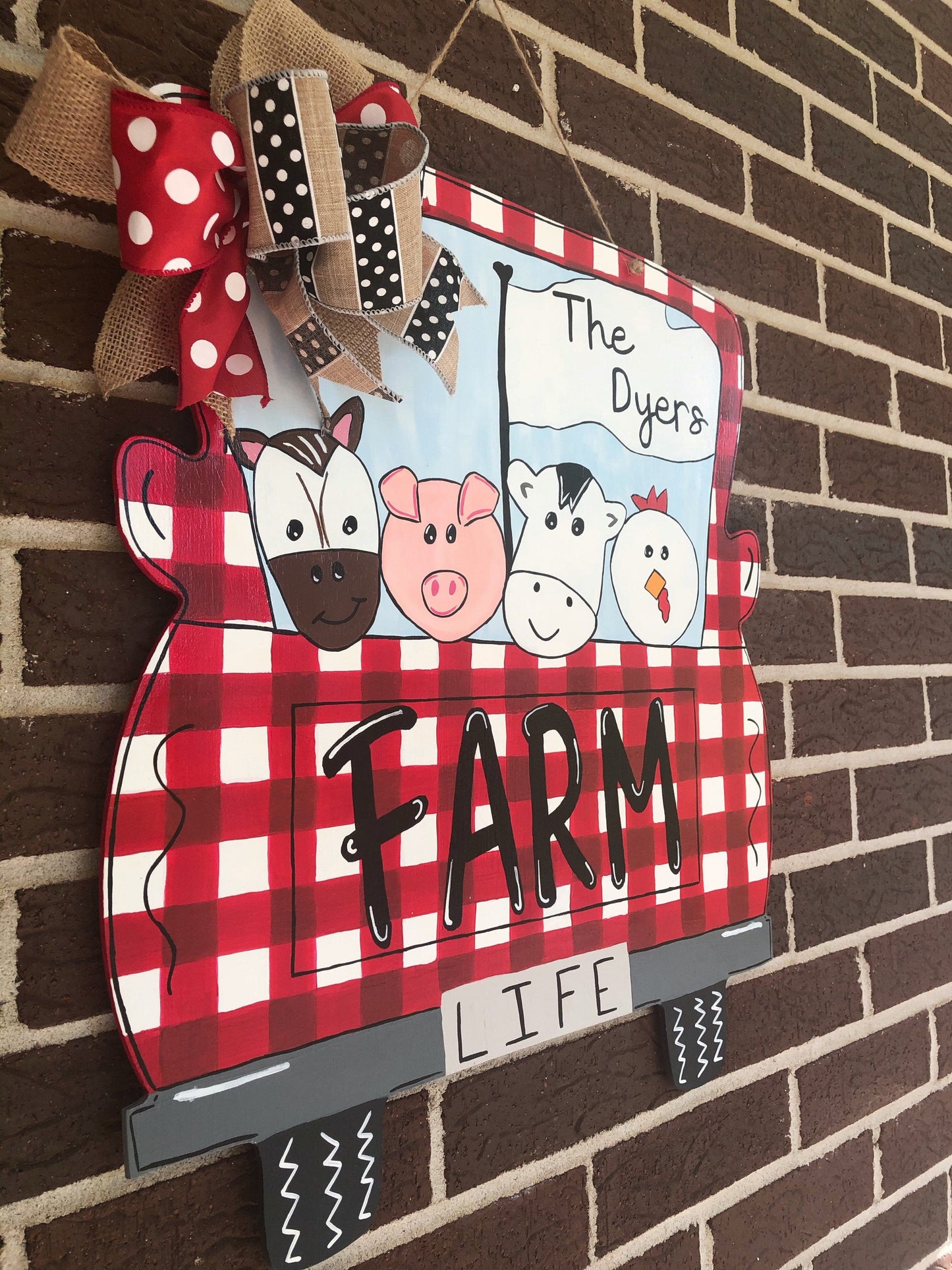 Farm Life Truck Wood Door Hanger