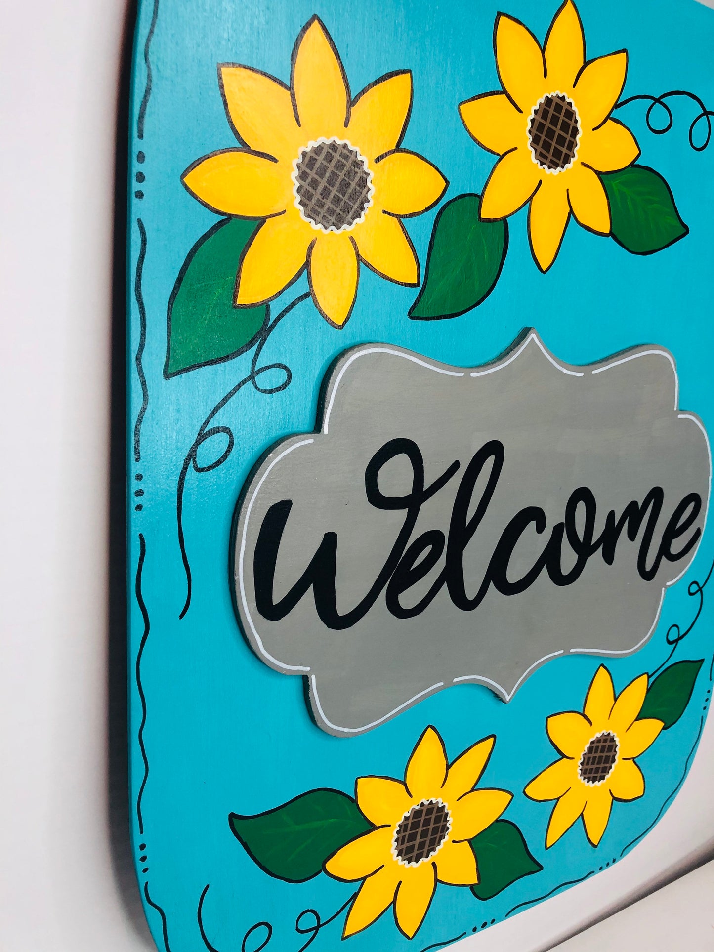 Sunflower Welcome Mason Jar Door Hanger