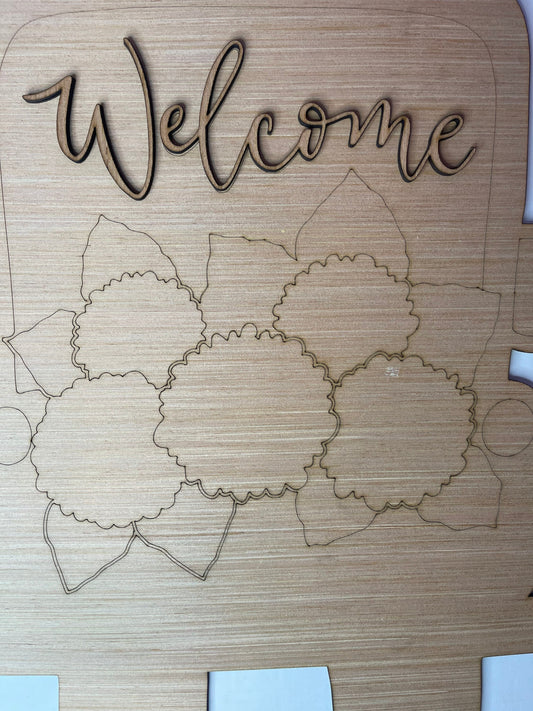 DIY Hydrangea Welcome Truck Blank Door Hanger - Spring Blank Door hanger - DIY Craft - Wood Door Hanger - Craft Supply