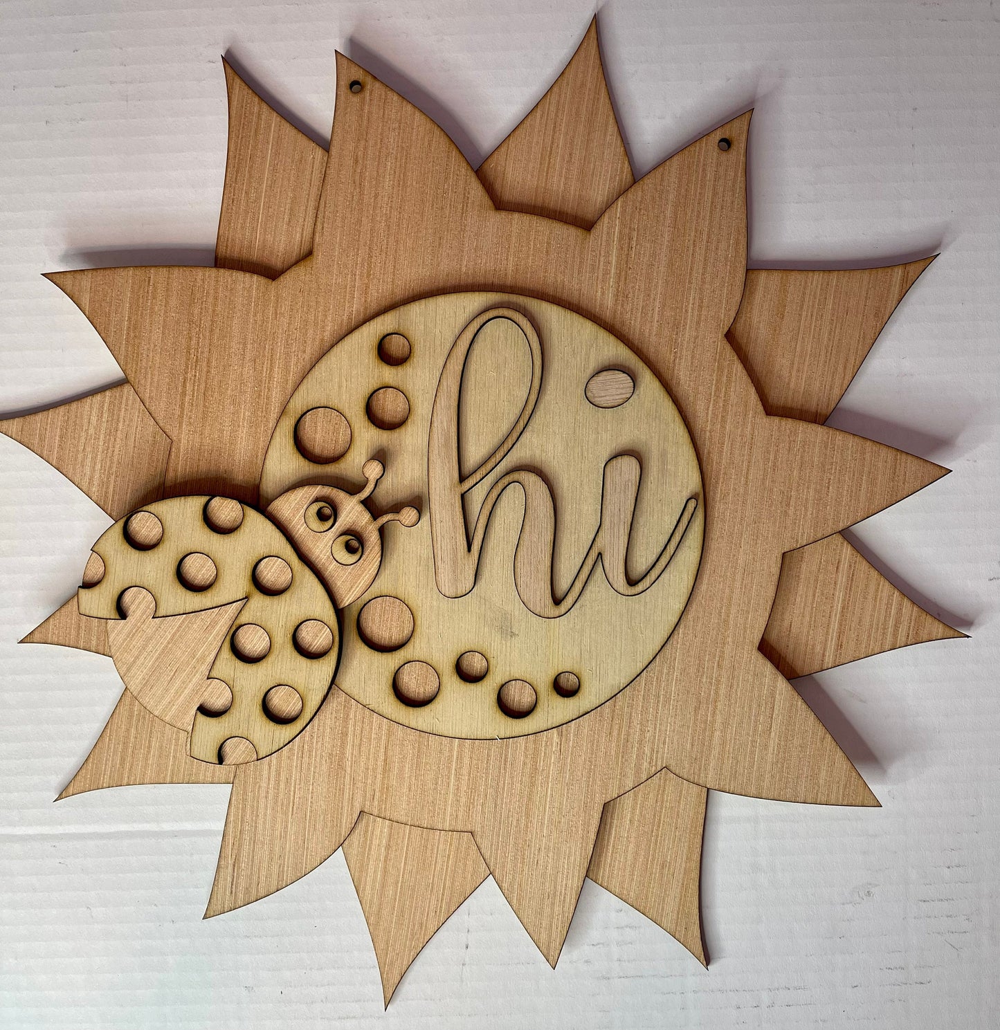 DIY Sunflower Ladybug Hi Door Hanger - Blank Wood Sign - Craft Supply - Unfinished Door Hanger