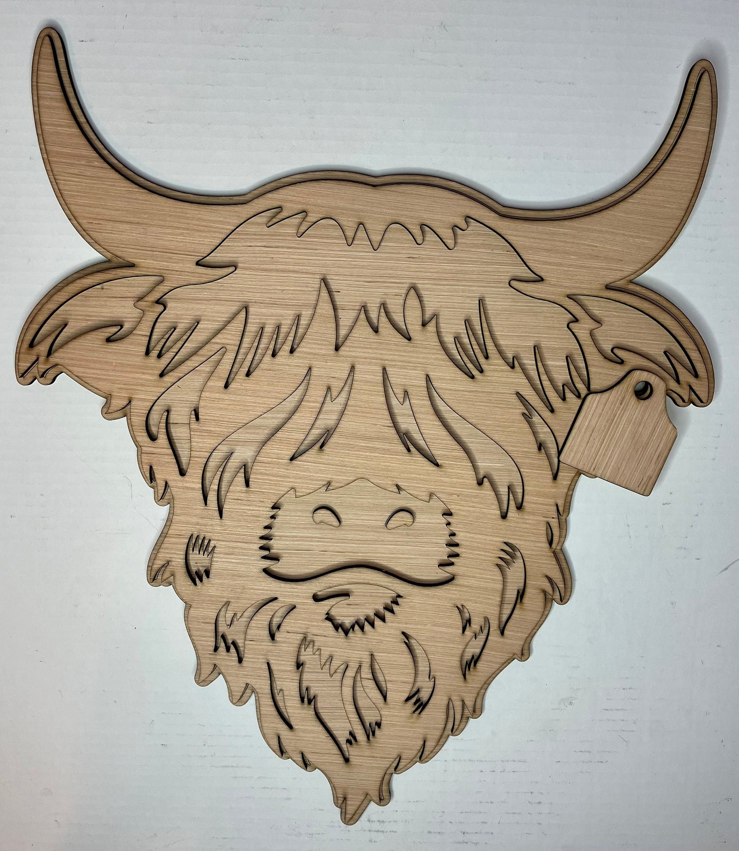 Highland Cow with Tag Door Hanger Blank - Unfinished - DIY Craft- Craft Supply