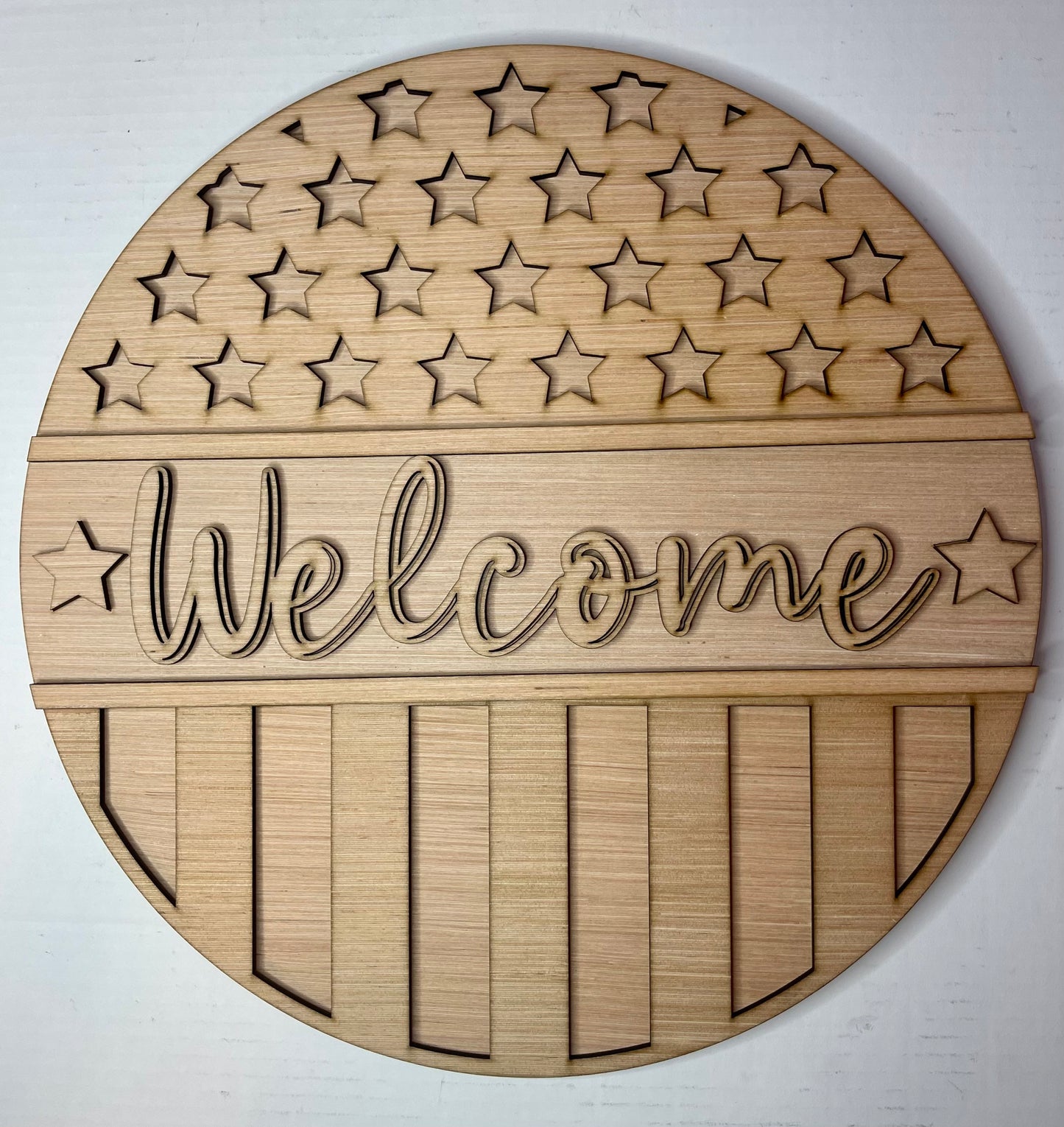 Welcome America Flag - Fourth of July Door Hanger Blank - Unfinished - DIY Craft- Craft Supply