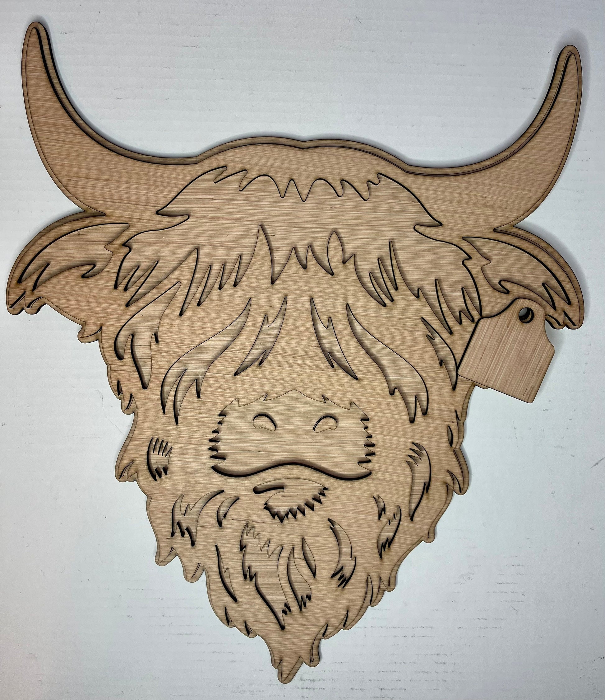 Highland Cow with Tag Door Hanger Blank - Unfinished - DIY Craft- Craft Supply