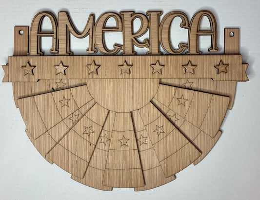 America Flag Wood Door Hanger Bunting Blank