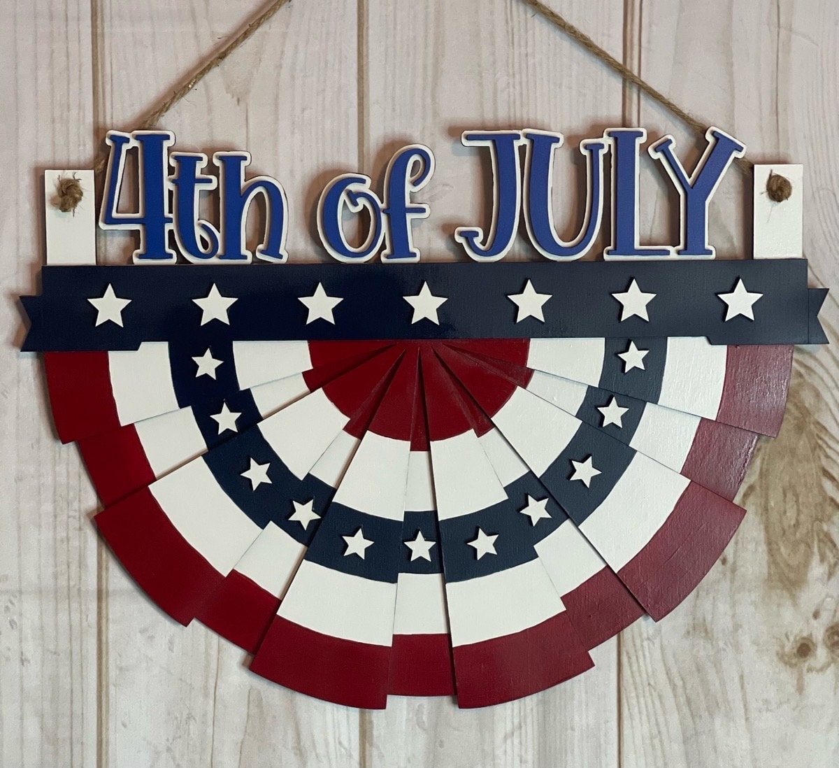 America Flag Bunting Wood Door Hanger