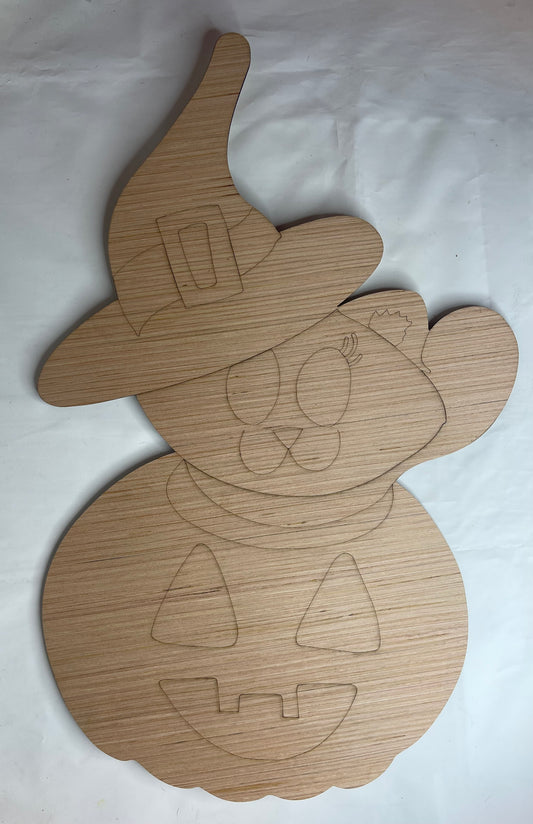 Witch Cat Wood Door Hanger Blank