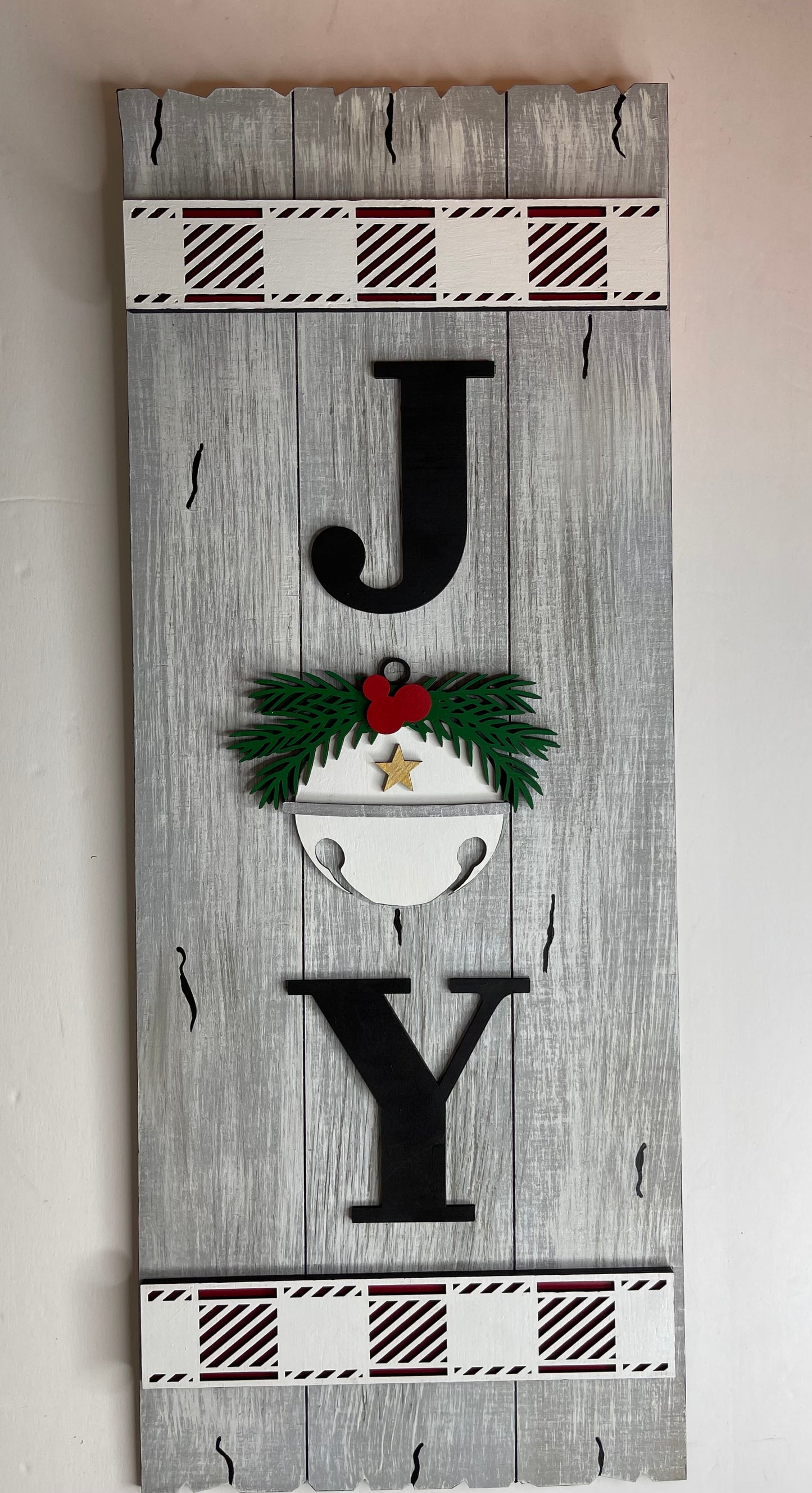 Joy Christmas Sign - Christmas Door Hanger - Leaning Sign