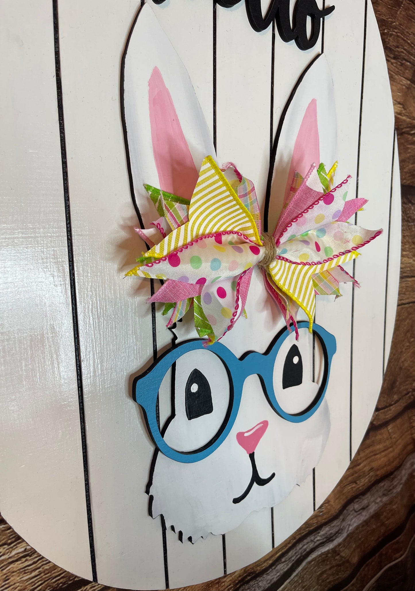Easter Bunny with Glasses Door Hanger