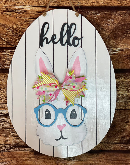 Easter Bunny with Glasses Door Hanger