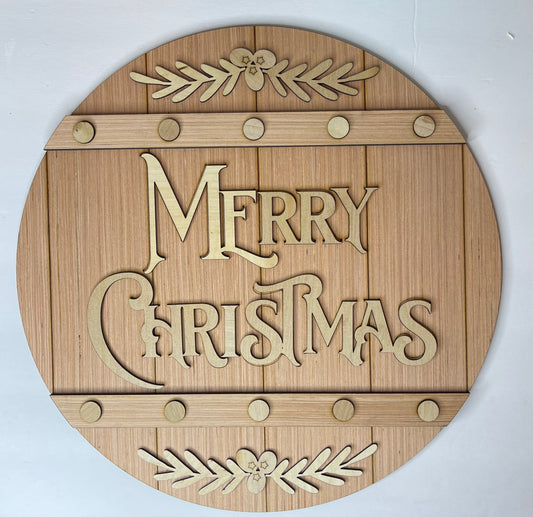 Merry Christmas Barrel Lid Round