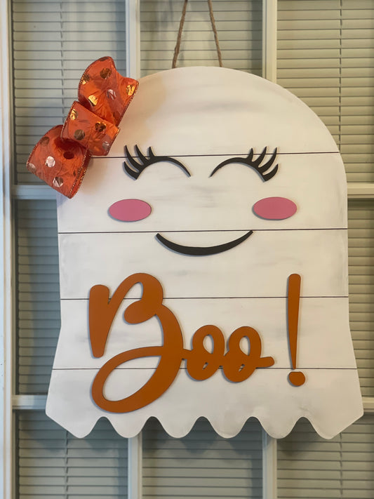 Ghost Shiplap Halloween Wood Door Hanger