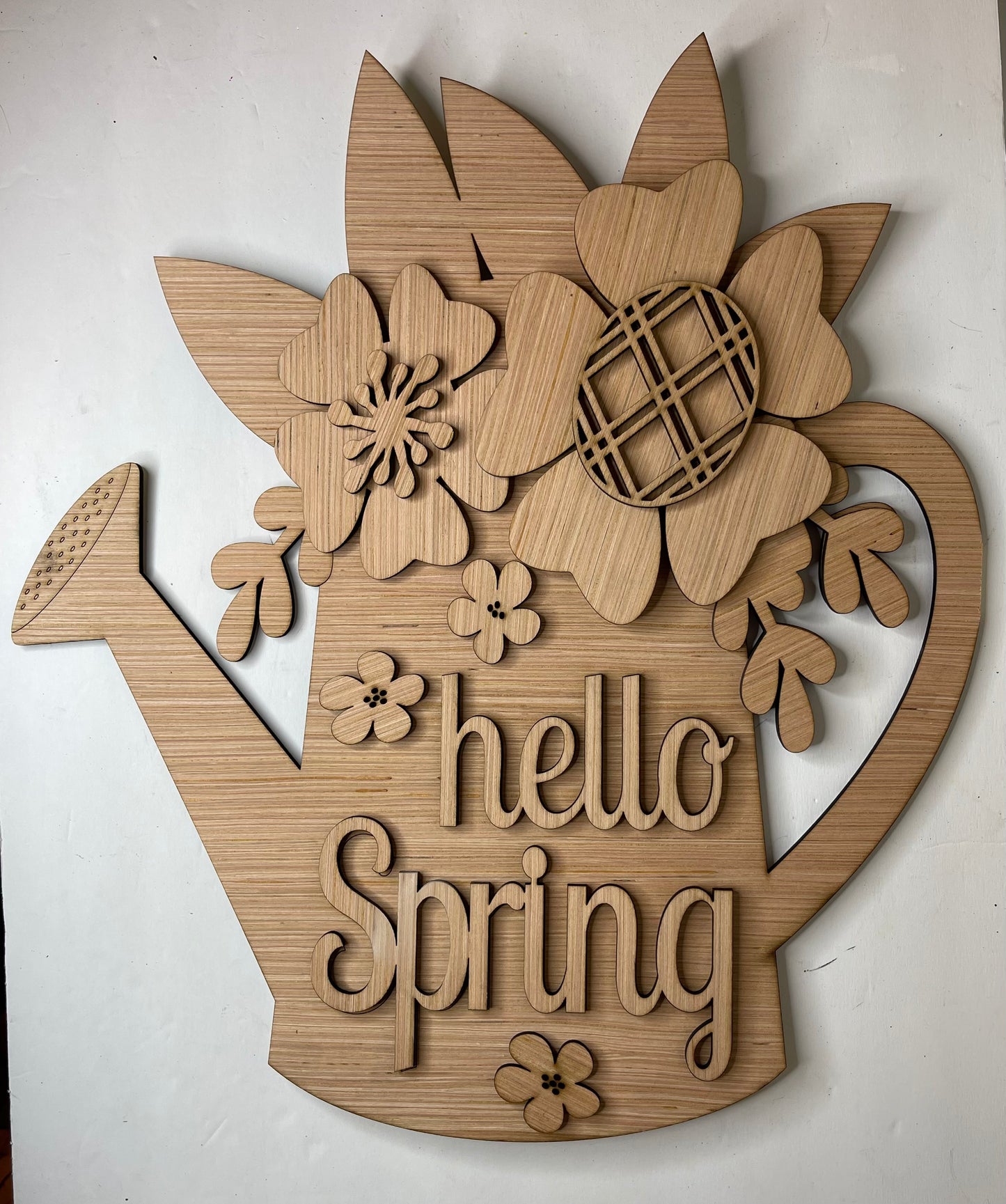 Spring Watering Can Wood Door Hanger Blank