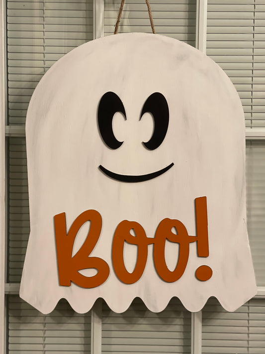 Ghost Halloween Wood Door Hanger