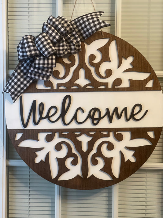 Welcome Ornate Door Hanger - Year Round Door Sign