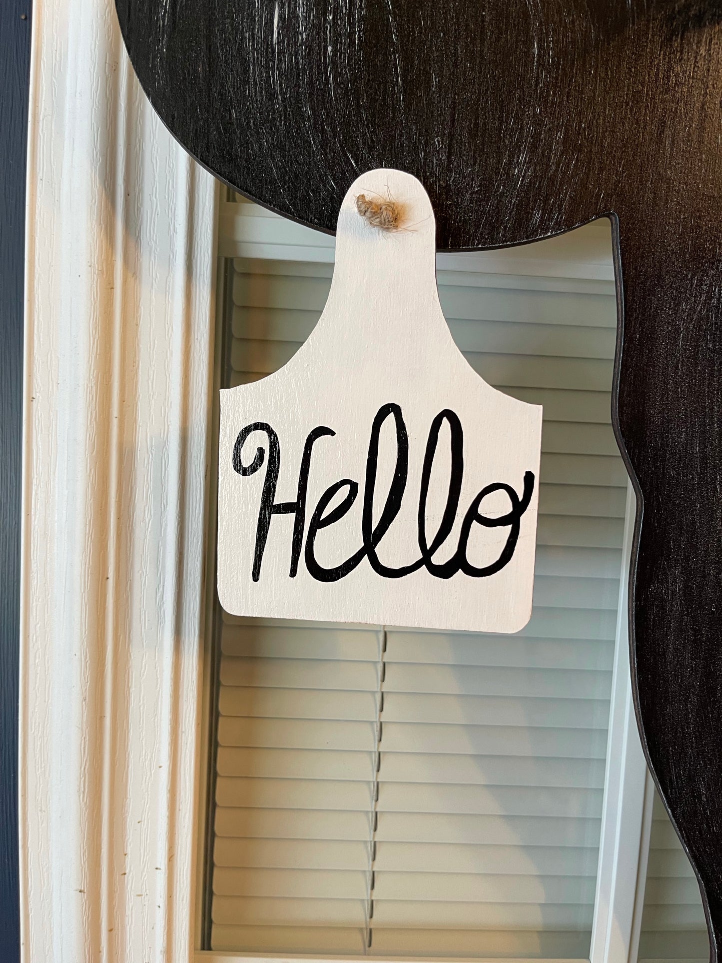 Cow Head with Tag Wood Door Hanger