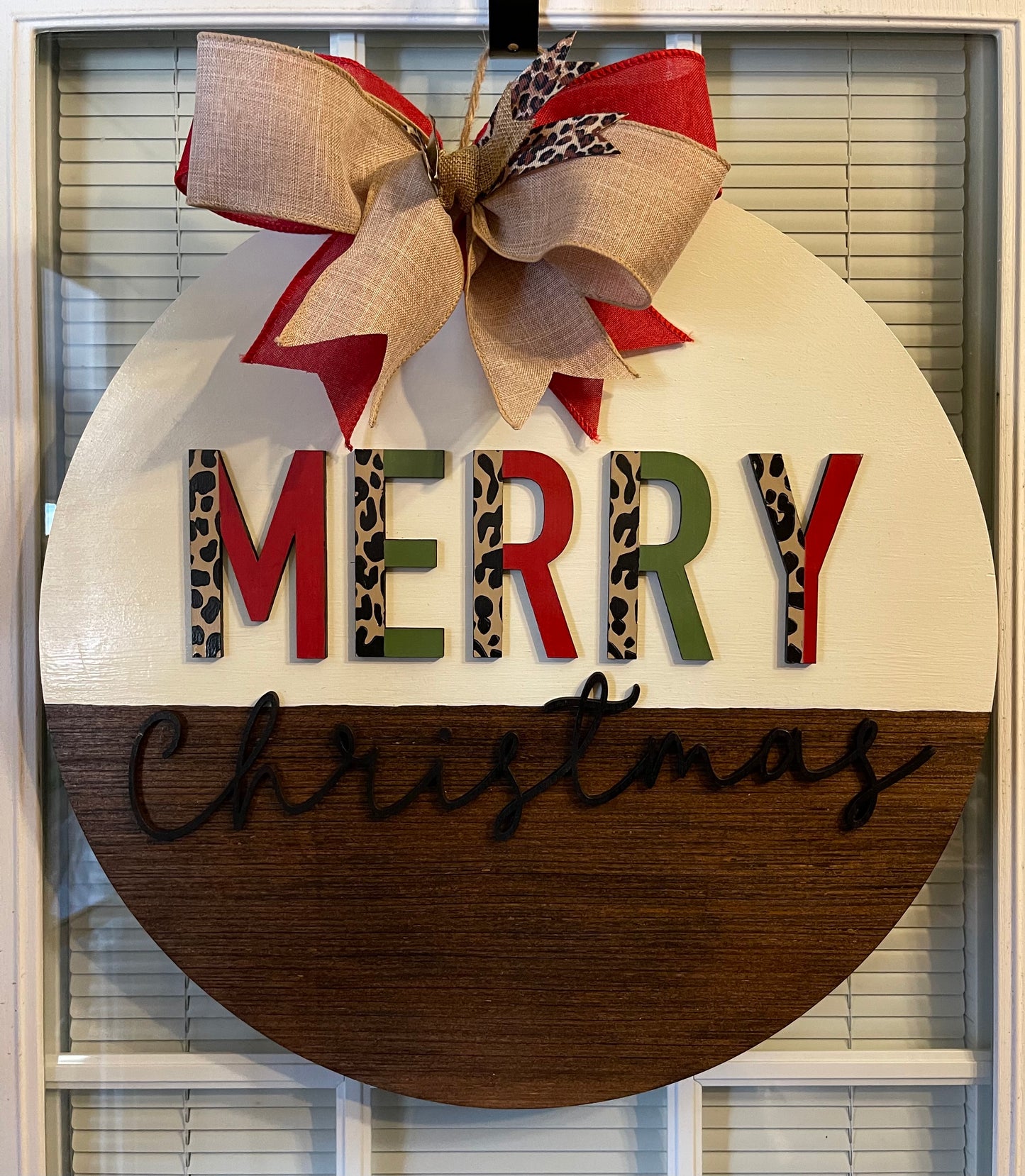 Merry Christmas Leopard Door Hanger