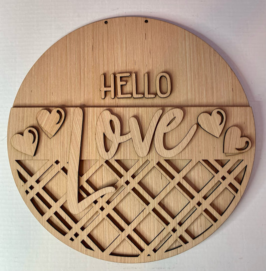 Hello Love Valentine Door Hanger - DIY Craft - Blank