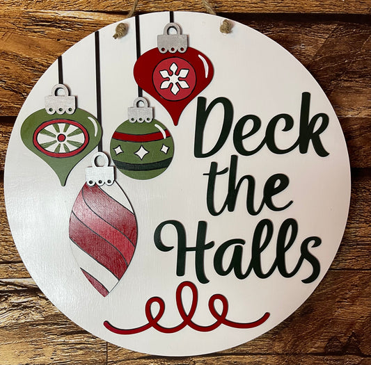 Deck the Halls Christmas Door Hanger - Porch Sign - Christmas Decor - Front Door Sign