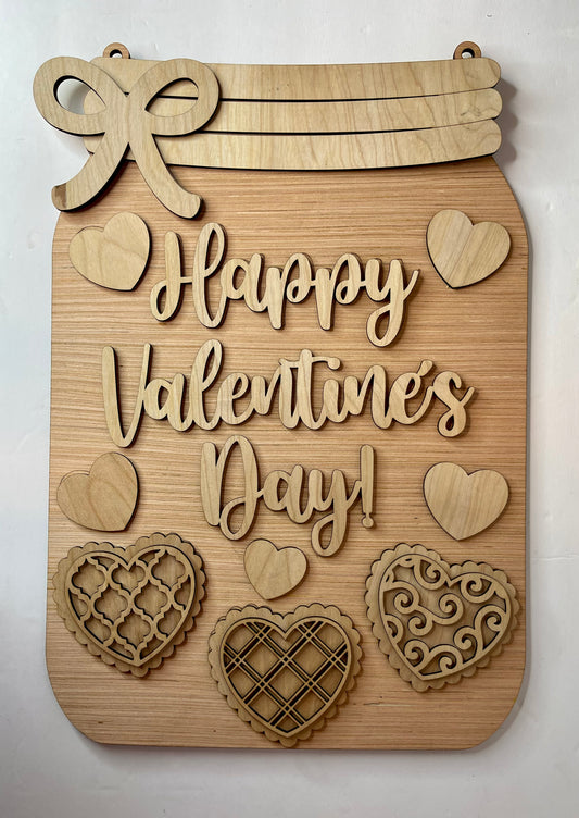 Valentine Mason Jar Door Hanger Blank