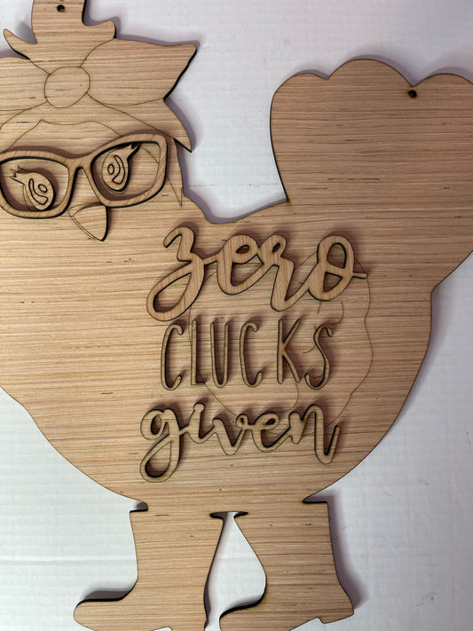 Chicken with Glasses Wood Door Hanger Blank