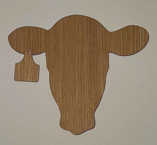 Cow Head With Tag Wood Door Hanger Blank