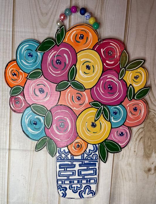 Floral Chinoiserie Door Hanger