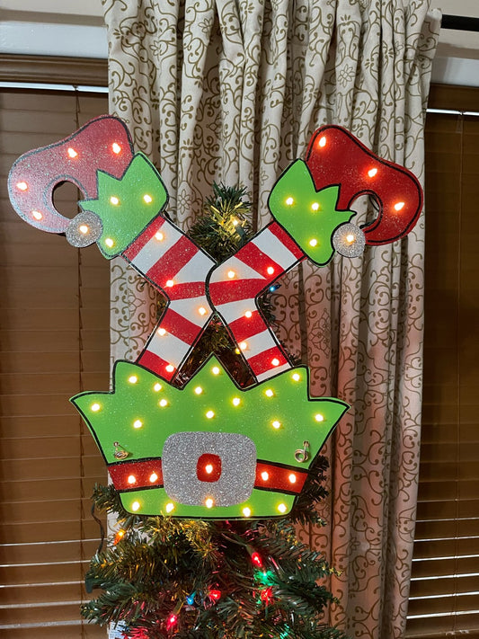 Elf Legs Lighted Christmas Tree Topper