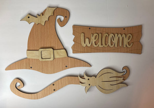 Witch Welcome Wood Halloween Blank Sign