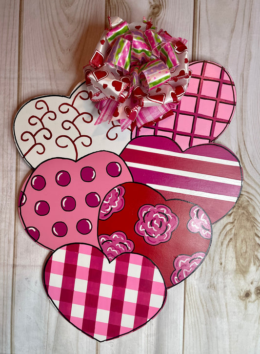 Valentine Hearts Door Hanger | Wood Door Hanger | Valentine Door Wreath | Valentine's Front Door Decor | Valentine Wreath| Hearts Sign