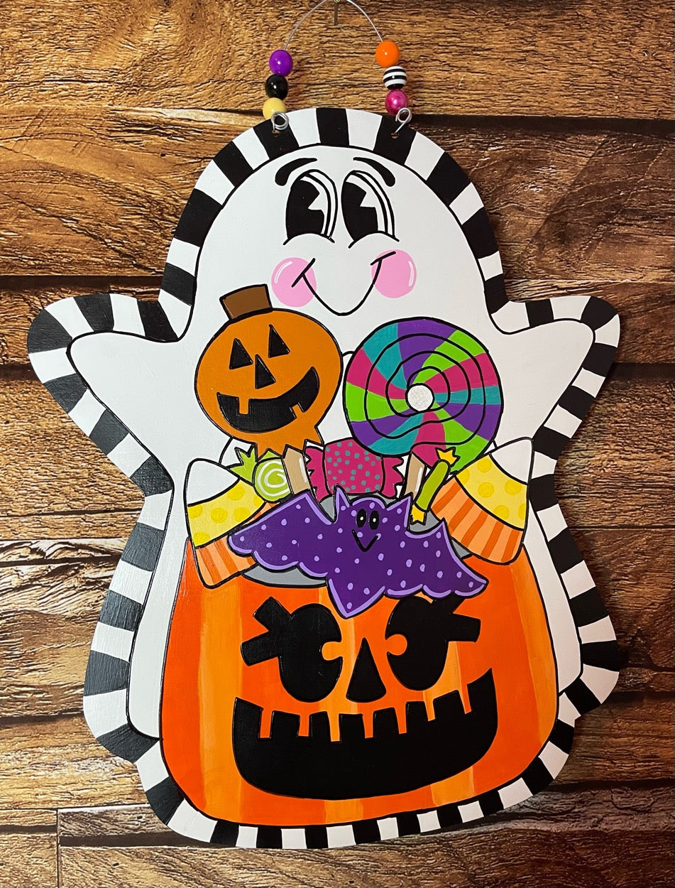 Trick or Treat Ghost Halloween Door Hanger