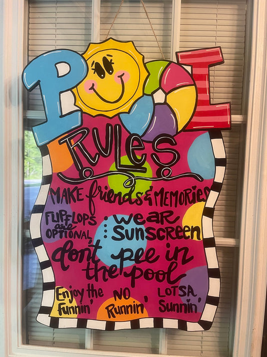 Pool Rules Sign - Summer Door Hanger